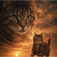 Getigerte Katze Am Strand-CP