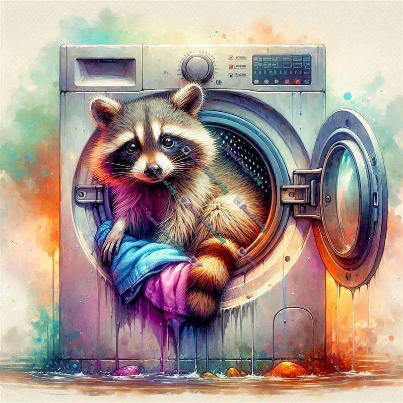 Waschbär In Der Waschmaschine-CP