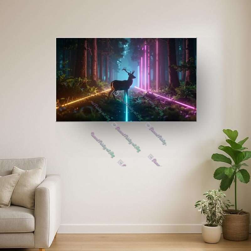 Hirsch im Neonlicht
