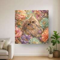 Katze in Goldblüten NUR LEINWAND