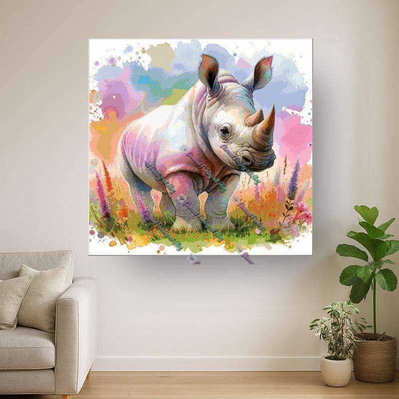 Safaritiere im Aquarell - Nashorn (Fairy Dust)