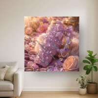 Strassbecher pink NUR LEINWAND