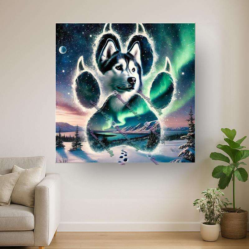 den Spuren eines Huskies folgen