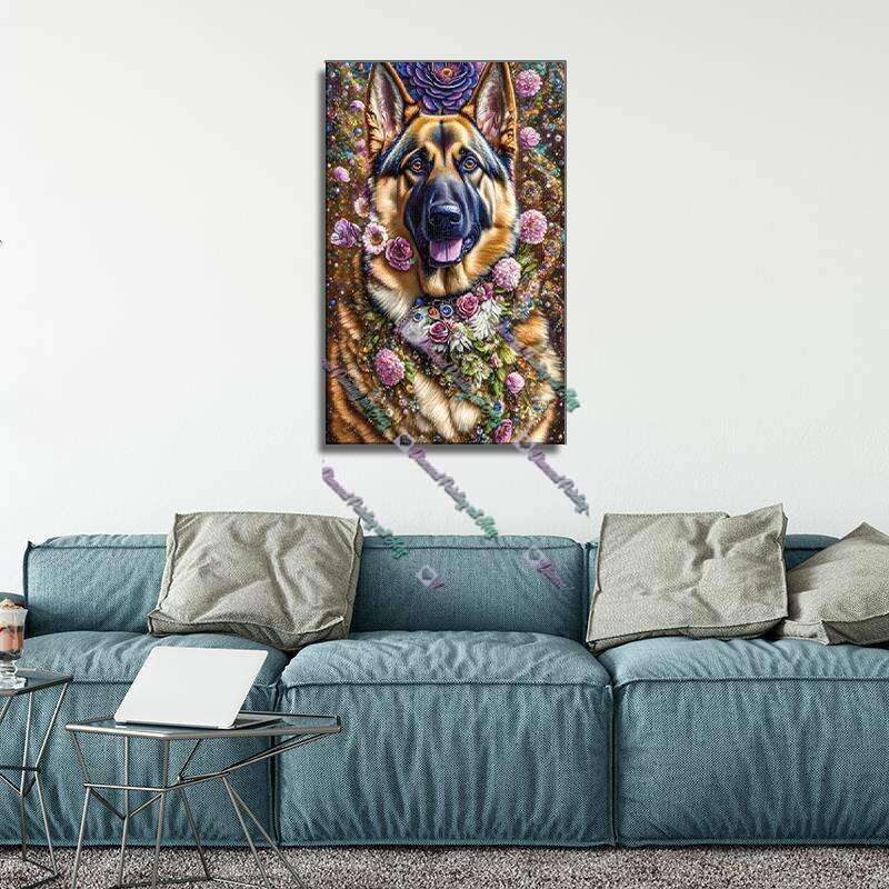 Der Schäferhund und seine Blumen