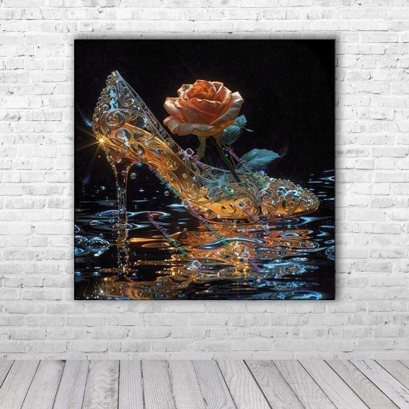 Glasschuh mit Rose