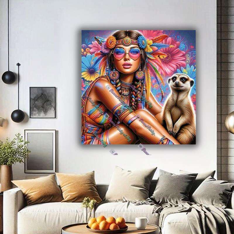 Hippiegirl mit Manny Erdmännchen