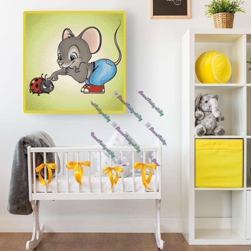 Maus mit Marienkäfer