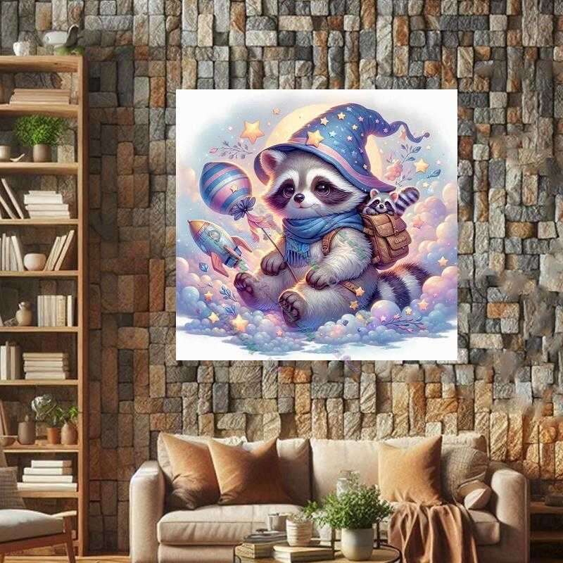 Pastelltierchen auf Reisen Waschbär