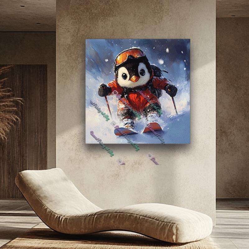 Pinguin auf der Skipiste