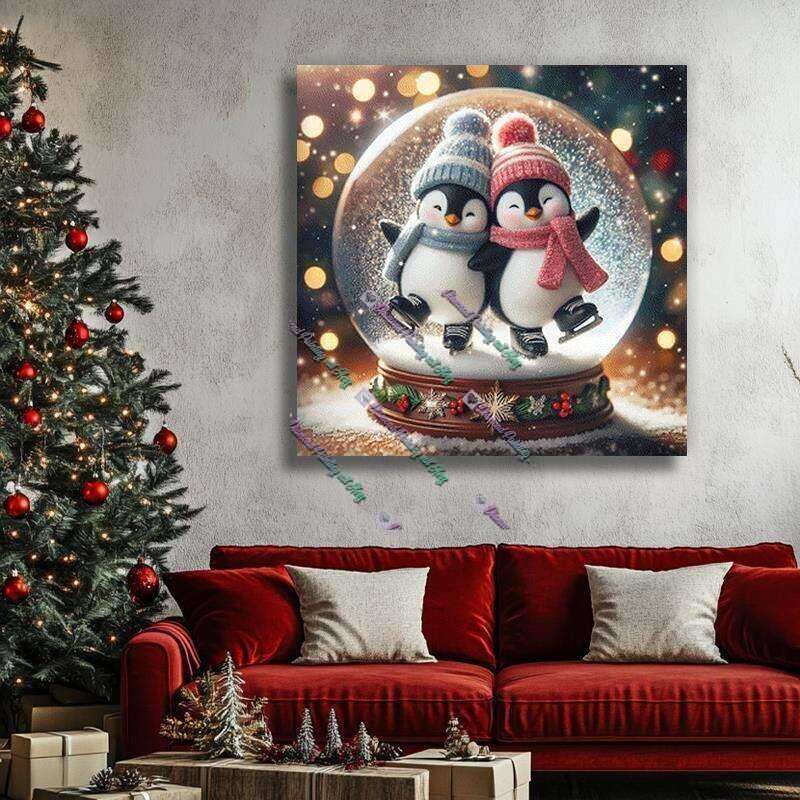 Pinguine in der Schneekugel