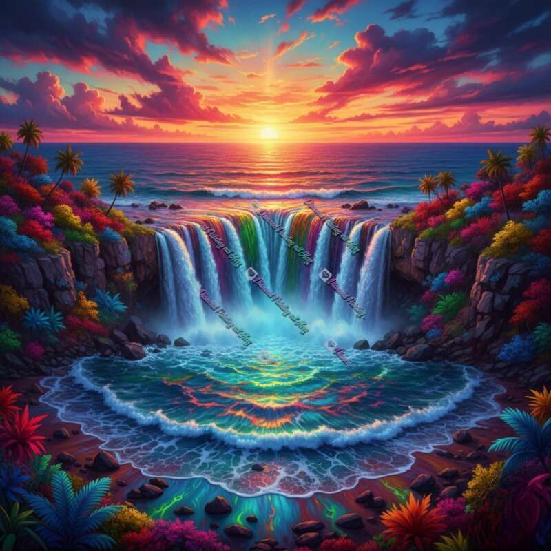 Bunte Bäume Am Wasserfall-CP