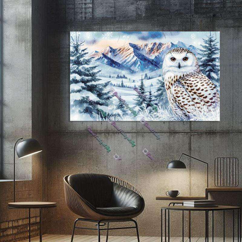 Schneeeule im Aquarell