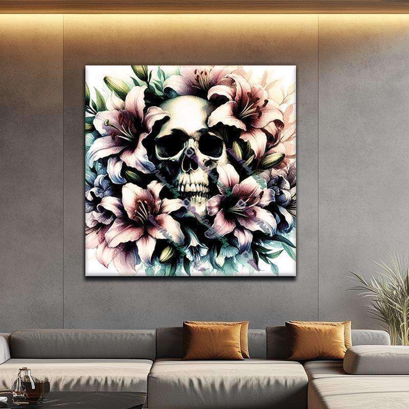 Totenkopf in Pastelllilien