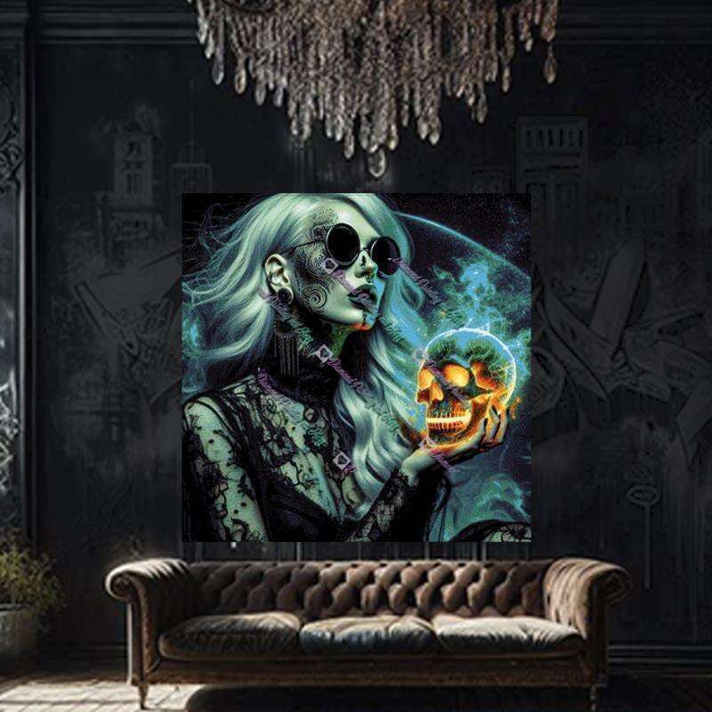 cooler Totenkopf in Flammen