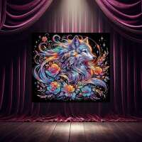 holographischer Blumenwolf