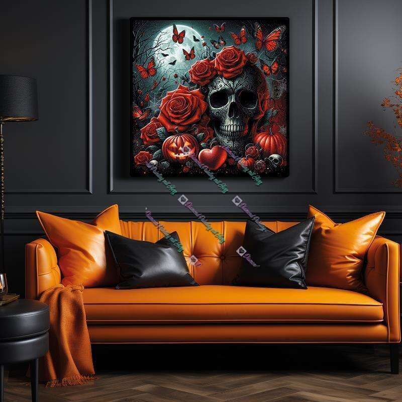 rose skull in the moonlight