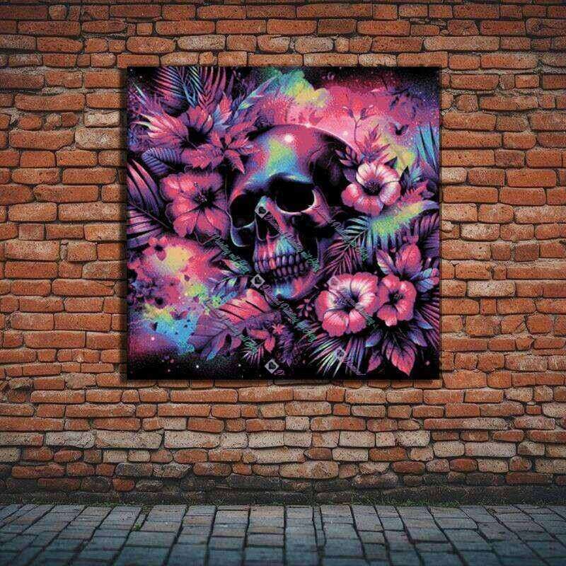 verblümter Neon Totenkopf