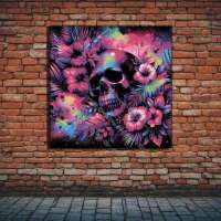 verblümter Neon Totenkopf