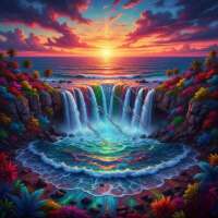 bunte Bäume am Wasserfall (Fairy Dust)