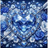 Crystal Heart And Flowers Blue-CP