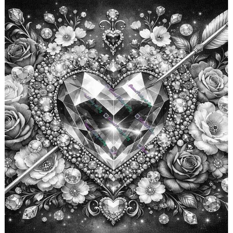 Crystal Heart And Flowers Grey-CP